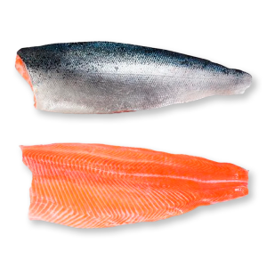 Salmón entero congelado con piel